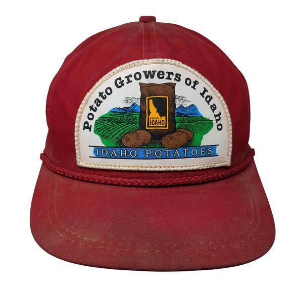 Potato Growers Of Idaho Slideback Baseball Cap Red OS K-Products Vintage USA - Picture 1 of 9